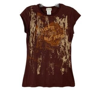 NWOT FREEDOM NEXT ERA Top XL Pit 19” Chocolate Is A Girls Best Friend Cotton